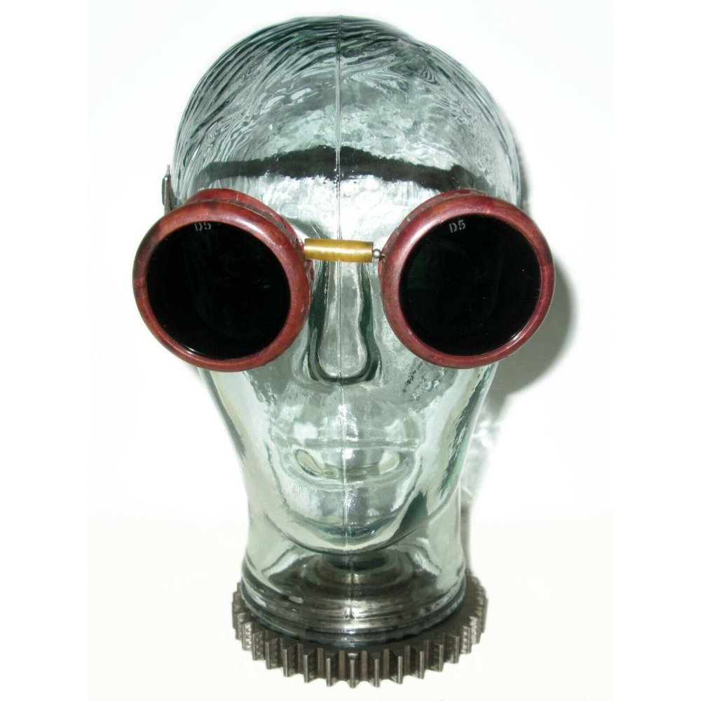 Antique Dockson Green Safety Glasses Goggles Vtg Old … Gem